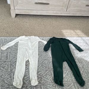 Two Pairs of NWOT Bamboo Footie Onesies in size 3-6 months